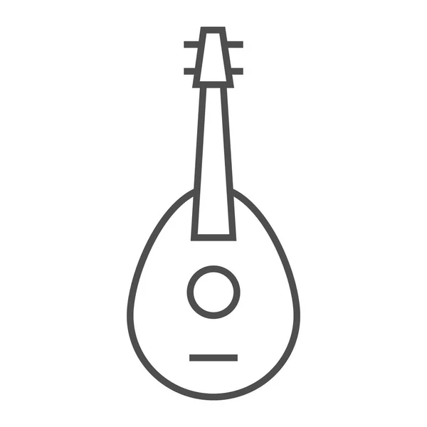 Mandoline Thin Line Icon, Musical und Saite, Gitarrenzeichen, Vektorgrafik, ein lineares Muster auf weißem Hintergrund. — Stockvektor