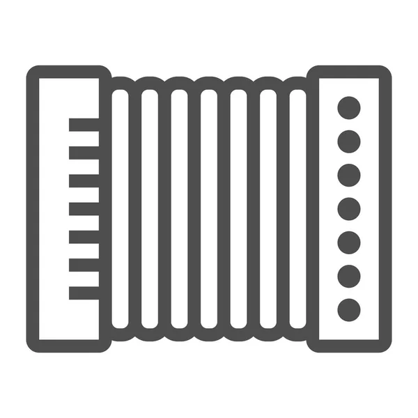 Akkordeonlinien-Ikone, Musikinstrument, Mundharmonika-Zeichen, Vektorgrafik, ein lineares Muster auf weißem Hintergrund. — Stockvektor
