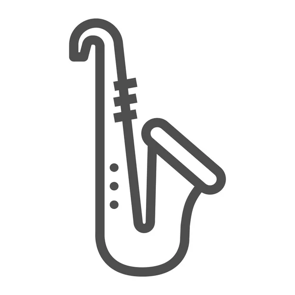 Ícone de linha saxofone, musical e instrumento, sinal de trompete, gráficos vetoriais, um padrão linear em um fundo branco . —  Vetores de Stock