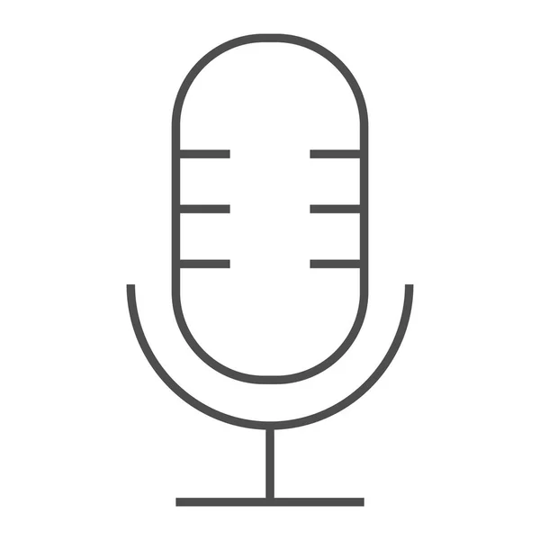 Mikrofon Thin Line Icon, Musik und Audio, Plattenzeichen, Vektorgrafik, ein lineares Muster auf weißem Hintergrund. — Stockvektor
