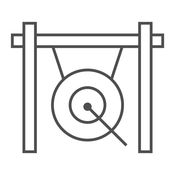 Icono de línea delgada Gong, musical y china, signo de instrumento, gráficos vectoriales, un patrón lineal sobre un fondo blanco . — Archivo Imágenes Vectoriales