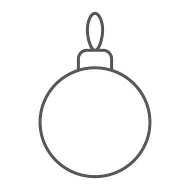 Noel ağacı topu ince çizgi simgesi, xmas ve dekorasyon, önemsiz şey işareti, vektör grafikleri, doğrusal bir desen