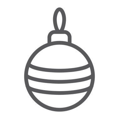 Noel ağacı topu satırı simgesi, xmas ve dekorasyon, önemsiz şey işareti, vektör grafikleri, Doğrusal model beyaz bir arka planda eps 10.