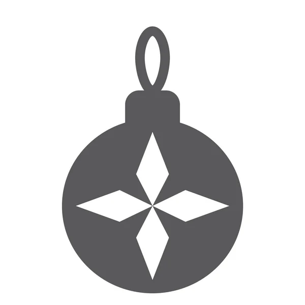 Kerstboom bal glyph pictogram, xmas en decoratie, bauble teken, vector graphics, een effen patroon op een witte achtergrond — Stockvector