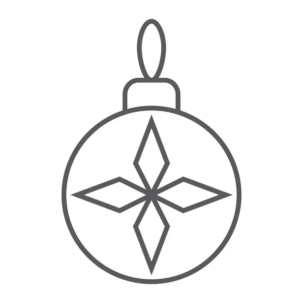 Kerstboom bal dunne lijn pictogram, xmas en decoratie, bauble teken, vector graphics, een lineair patroon — Stockvector