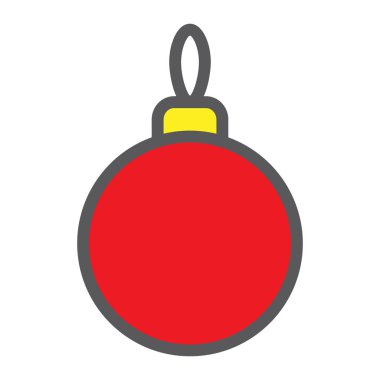 Noel ağacı topu doldurulmuş anahat simgesini, xmas ve dekorasyon, önemsiz şey işareti, vektör grafikleri, renkli bir doğrusal model beyaz bir arka planda eps 10.