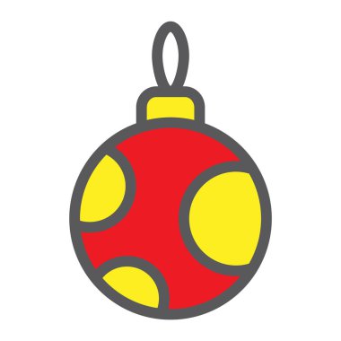 Noel ağacı topu doldurulmuş anahat simgesini, xmas ve dekorasyon, önemsiz şey işareti, vektör grafikleri, renkli bir doğrusal model beyaz bir arka planda eps 10.