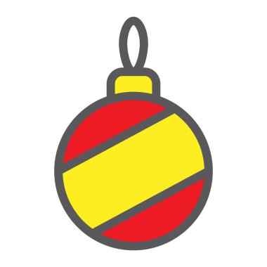 Noel ağacı topu doldurulmuş anahat simgesini, xmas ve dekorasyon, önemsiz şey işareti, vektör grafikleri, renkli bir doğrusal model beyaz bir arka planda eps 10.