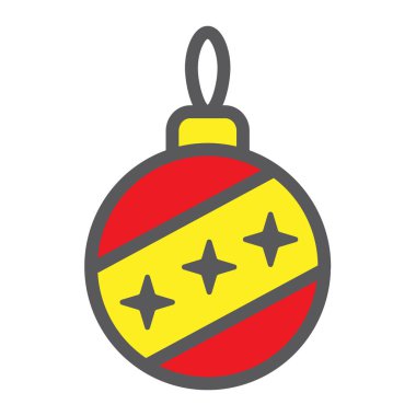 Noel ağacı topu doldurulmuş anahat simgesini, xmas ve dekorasyon, önemsiz şey işareti, vektör grafikleri, renkli bir doğrusal model beyaz bir arka planda eps 10.