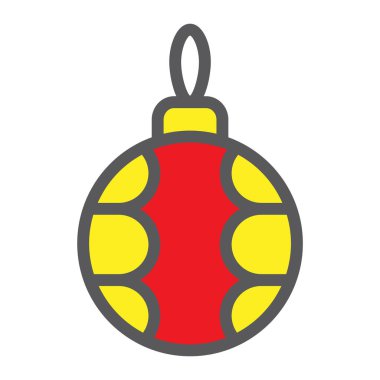 Noel ağacı topu doldurulmuş anahat simgesini, xmas ve dekorasyon, önemsiz şey işareti, vektör grafikleri, renkli bir doğrusal model beyaz bir arka planda eps 10.