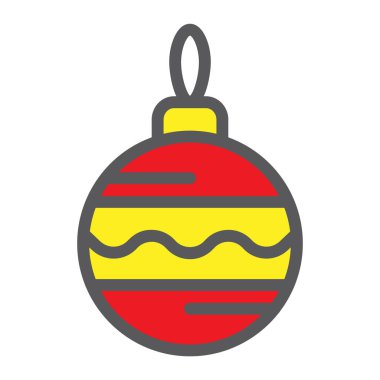 Noel ağacı topu doldurulmuş anahat simgesini, xmas ve dekorasyon, önemsiz şey işareti, vektör grafikleri, renkli bir doğrusal model beyaz bir arka planda eps 10.