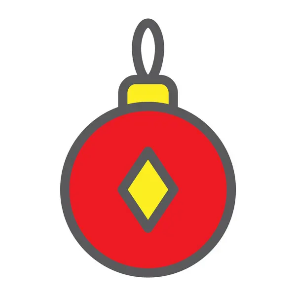 Рождественский шар заполнены контур значок, Xmas и украшения, безделушки знак, векторная графика, красочный линейный узор на белом фоне, EPS 10 . — стоковый вектор