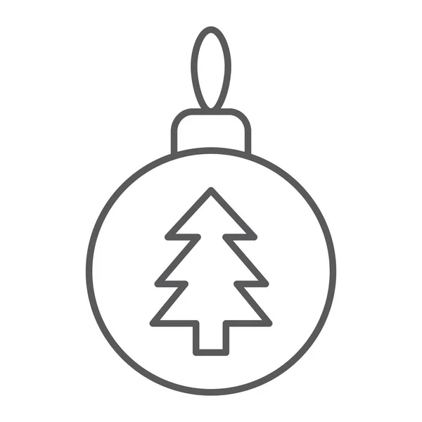 Рождественский шар тонкая линия значок, Xmas и украшения, безделушки знак, векторная графика, линейный узор — стоковый вектор