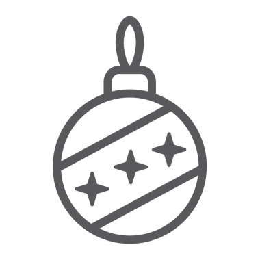 Noel ağacı topu satırı simgesi, xmas ve dekorasyon, önemsiz şey işareti, vektör grafikleri, Doğrusal model beyaz bir arka planda eps 10.