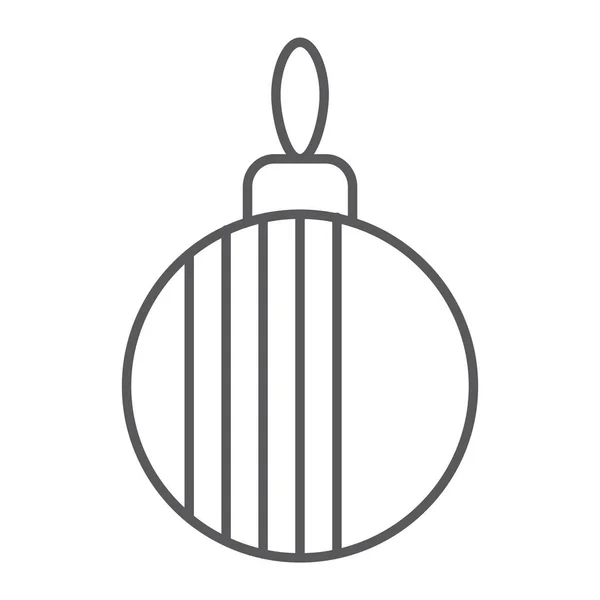 Kerstboom bal dunne lijn pictogram, xmas en decoratie, bauble teken, vector graphics, een lineair patroon — Stockvector