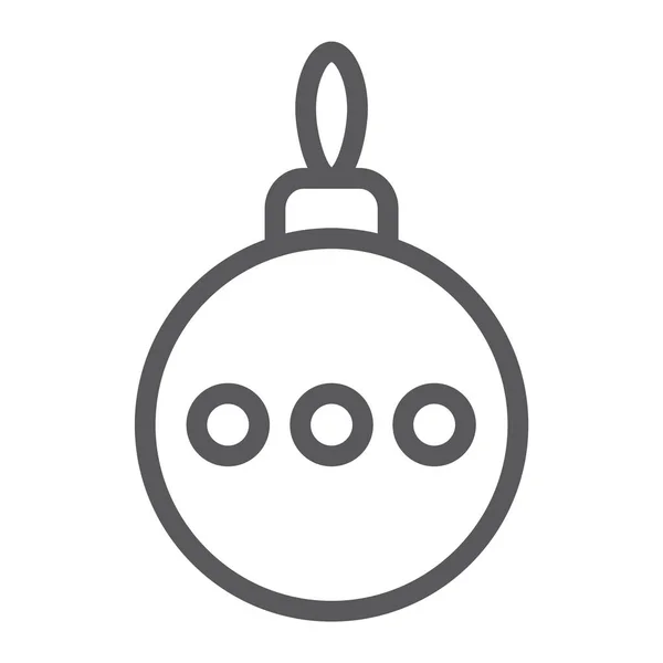 Icône de ligne de boule d'arbre de Noël, Noël et décoration, signe de boule, graphiques vectoriels, un motif linéaire sur un fond blanc, eps 10 . — Image vectorielle