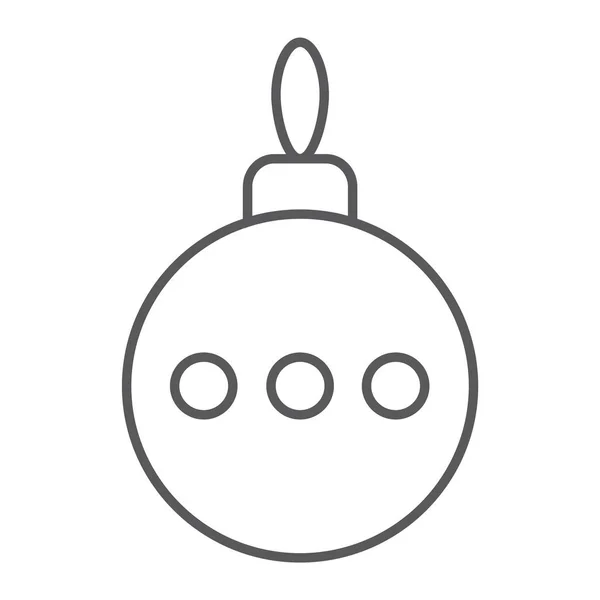Icône de ligne mince de boule d'arbre de Noël, Noël et décoration, signe de boule, graphiques vectoriels, un motif linéaire — Image vectorielle