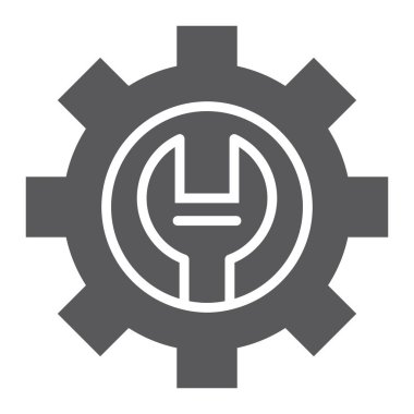 Teknik destek glif simgesi, bakım ve Servisi, ayarlama oturum, vektör grafikleri, beyaz zemin üzerinde sağlam bir desen.