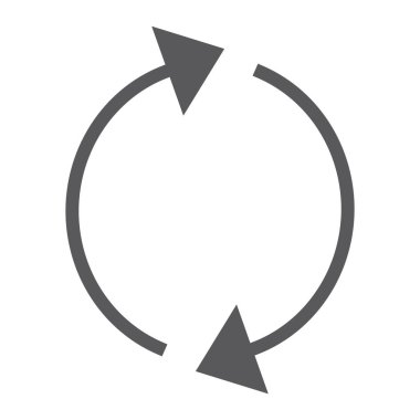 Yeniden yükle glif simgesi, döndürme ve spin, ok işareti, vektör grafikleri, beyaz zemin üzerinde sağlam bir desen Yenile.