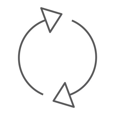 Yeniden yükle ince çizgi simgesi, döndürme ve spin, ok işareti, vektör grafikleri, Doğrusal model beyaz bir arka planda yenileme.