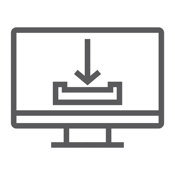 Baixar ícone de linha, computador e download, sinal de seta, gráficos vetoriais, um padrão linear em um fundo branco . — Vetor de Stock