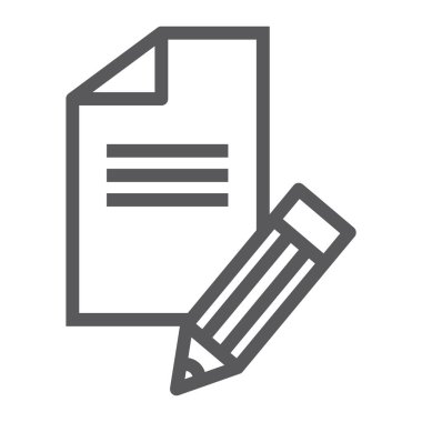 Copywriting satırı simgesi, blog ve içerik, yazar işareti, vektör grafik, bir doğrusal model beyaz bir arka plan üzerinde.