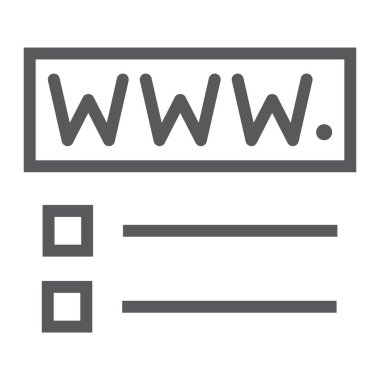 Etki alanı kayıt satırı simgesi, Web sitesi ve ağ, sayfa işareti, vektör grafik, bir doğrusal model beyaz bir arka plan üzerinde.