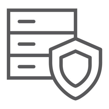 Veri koruma satırı simgesi, Emanet ve Muhafazası, güvenlik işareti, vektör grafik, bir doğrusal model beyaz bir arka plan üzerinde.