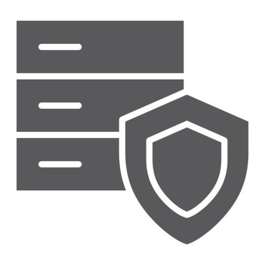 Veri koruma glif simgesi, Emanet ve Muhafazası, güvenlik işareti, vektör grafikleri, beyaz zemin üzerinde sağlam bir desen.