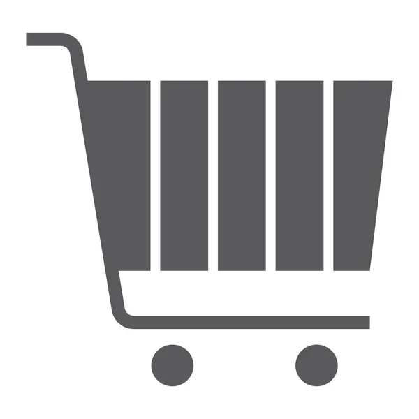 Icono de glifo de marketing en Internet, mercado y comercio, signo de carrito de compras, gráficos vectoriales, un patrón sólido sobre un fondo blanco . — Vector de stock