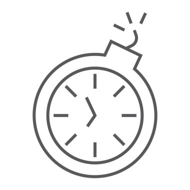 Son Tarih ince çizgi simgesi, zaman ve saat, kronometre işareti, vektör grafikleri, Doğrusal model beyaz bir arka plan üzerinde.