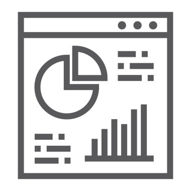 Infographic satırı simgesi, analiz ve diyagram, grafik işareti, vektör grafikleri, Doğrusal model beyaz bir arka plan üzerinde.
