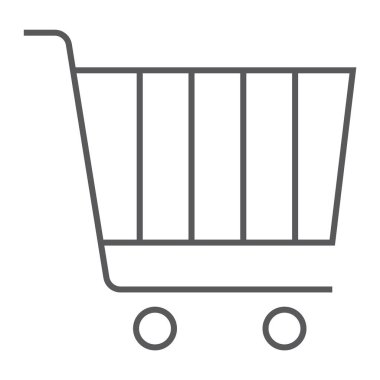 Internet Pazarlama ince çizgi simgesini, market ve alışveriş sepeti ticaret, oturum, vektör grafikleri, doğrusal bir desen