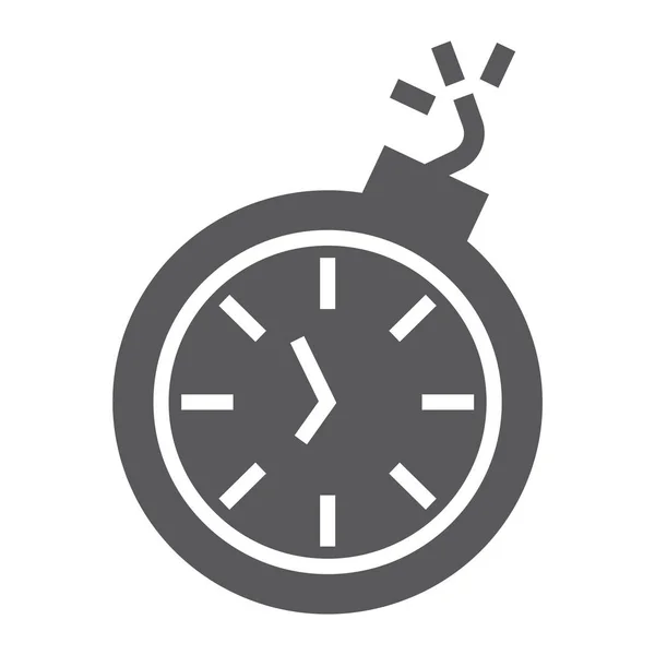 Frist-Glyphen-Symbol, Uhrzeit und Uhr, Stoppuhr-Zeichen, Vektorgrafik, ein durchgehendes Muster auf weißem Hintergrund. — Stockvektor