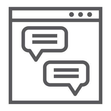 Sosyal medya simge, iletişim ve ağ, sohbet işareti, vektör grafikleri, Doğrusal model beyaz bir arka planda satır.