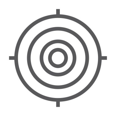 Hedef satırı simgesi, odak ve hedef, amaç işareti, vektör grafik, bir doğrusal model beyaz bir arka plan üzerinde.