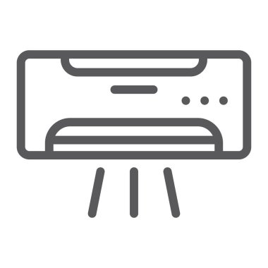 Klima satırı simgesi, iklim ve soğutma cihazı işareti, vektör grafikleri, Doğrusal model beyaz bir arka plan üzerinde.