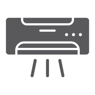 Klima glif simgesi, iklim ve soğutma cihazı işareti, vektör grafikleri, beyaz zemin üzerinde sağlam bir desen.