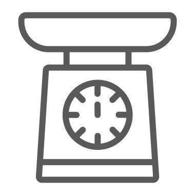 Ölçek satırı simgesi, ölçü ve ağırlık, mutfak ölçek işareti, vektör grafikleri, Doğrusal model beyaz bir arka plan üzerinde.