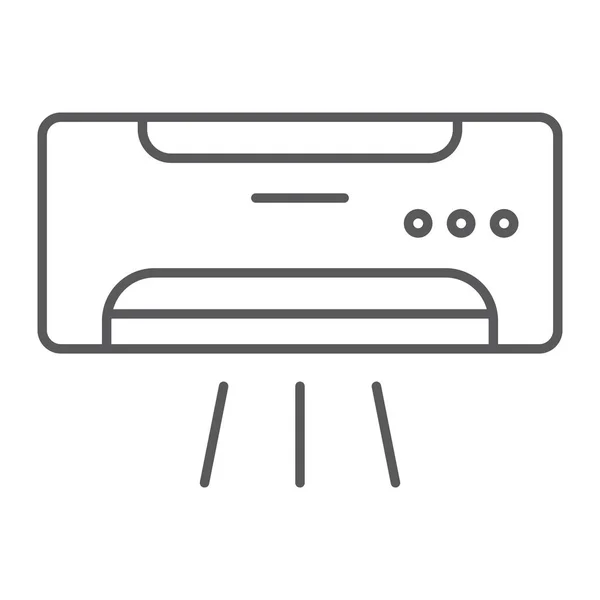 Aire acondicionado icono de línea delgada, clima y refrigeración, signo de electrodomésticos, gráficos vectoriales, un patrón lineal sobre un fondo blanco . — Vector de stock