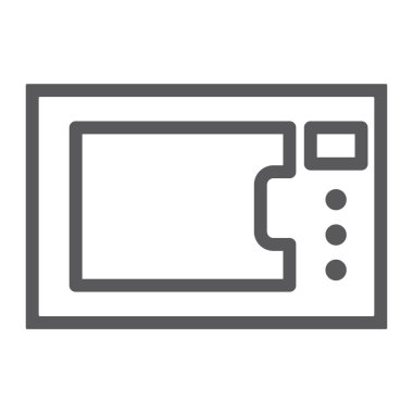 Mikrodalga fırın satırı simgesi, mutfak ve vektör grafikleri, Doğrusal model beyaz bir arka plan üzerinde elektrik, cihaz işareti,.