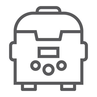 Multicooker satırı simgesi, mutfak ve ev, cihaz işareti, vektör grafik, bir doğrusal model beyaz bir arka plan üzerinde.