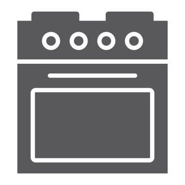 Fırın glif simgesi, ev ve cihaz, soba imzalayın, vektör grafikleri, beyaz zemin üzerinde sağlam bir desen.