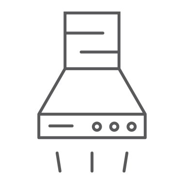 Çıkarıcı hood ince çizgi simgesi, mutfak ve cihaz, egzoz işareti, vektör grafikleri, Doğrusal model beyaz bir arka plan üzerinde.