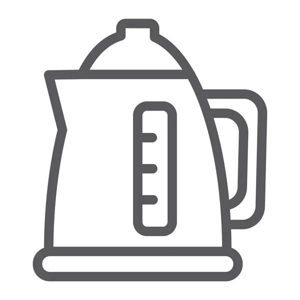 Elektrisk vattenkokare ikon, drink och apparaten, Tekanna tecken, vektorgrafik, en linjär mönster på en vit bakgrund. — Stock vektor