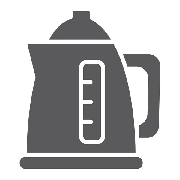Icono del glifo de la tetera eléctrica, bebida y electrodomésticos, signo de tetera, gráficos vectoriales, un patrón sólido sobre un fondo blanco . — Vector de stock