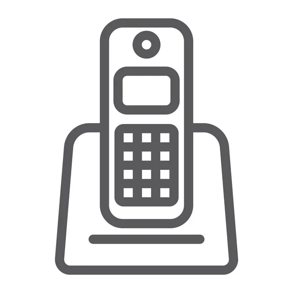 Γραμμή εικονίδιο ασύρματου τηλεφώνου, συσκευής και επικοινωνίας, τηλέφωνο σημάδι, διανυσματικά γραφικά, ένα γραμμικό σε λευκό φόντο. — Διανυσματικό Αρχείο