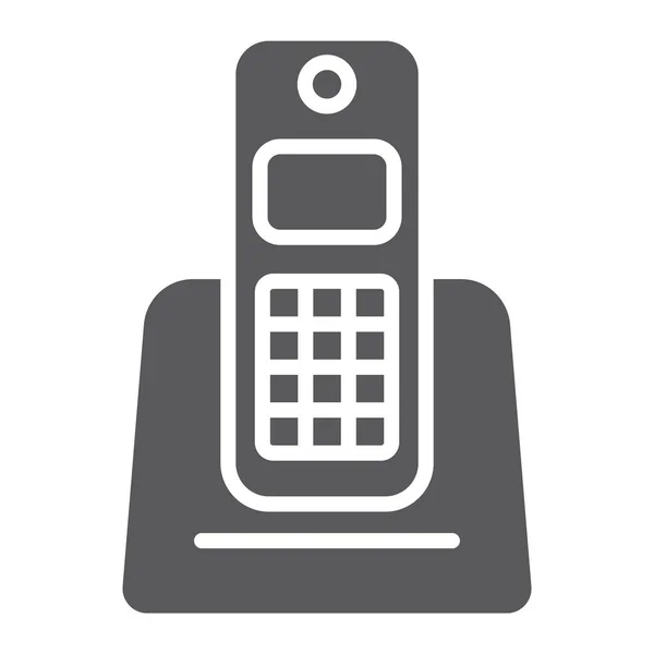 Εικονίδιο γλύφου ασύρματου τηλεφώνου, συσκευής και επικοινωνίας, τηλέφωνο σημάδι, διανυσματικά γραφικά, ένα αμιγές μοτίβο σε λευκό φόντο. — Διανυσματικό Αρχείο