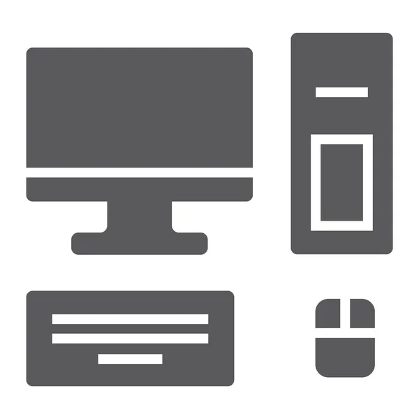 Ícone de glifo do computador, tecnologia e desktop, sinal de PC, gráficos vetoriais, um padrão sólido em um fundo branco . — Vetor de Stock