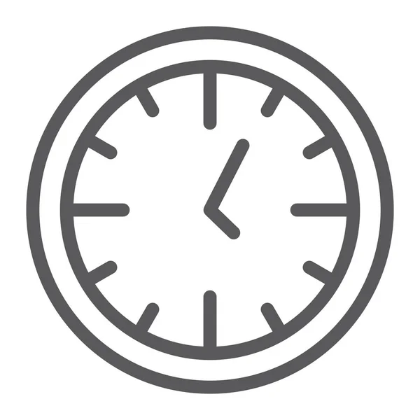 Icono de línea de reloj, hora y dial, signo del reloj, gráficos vectoriales, un patrón lineal sobre un fondo blanco . — Archivo Imágenes Vectoriales